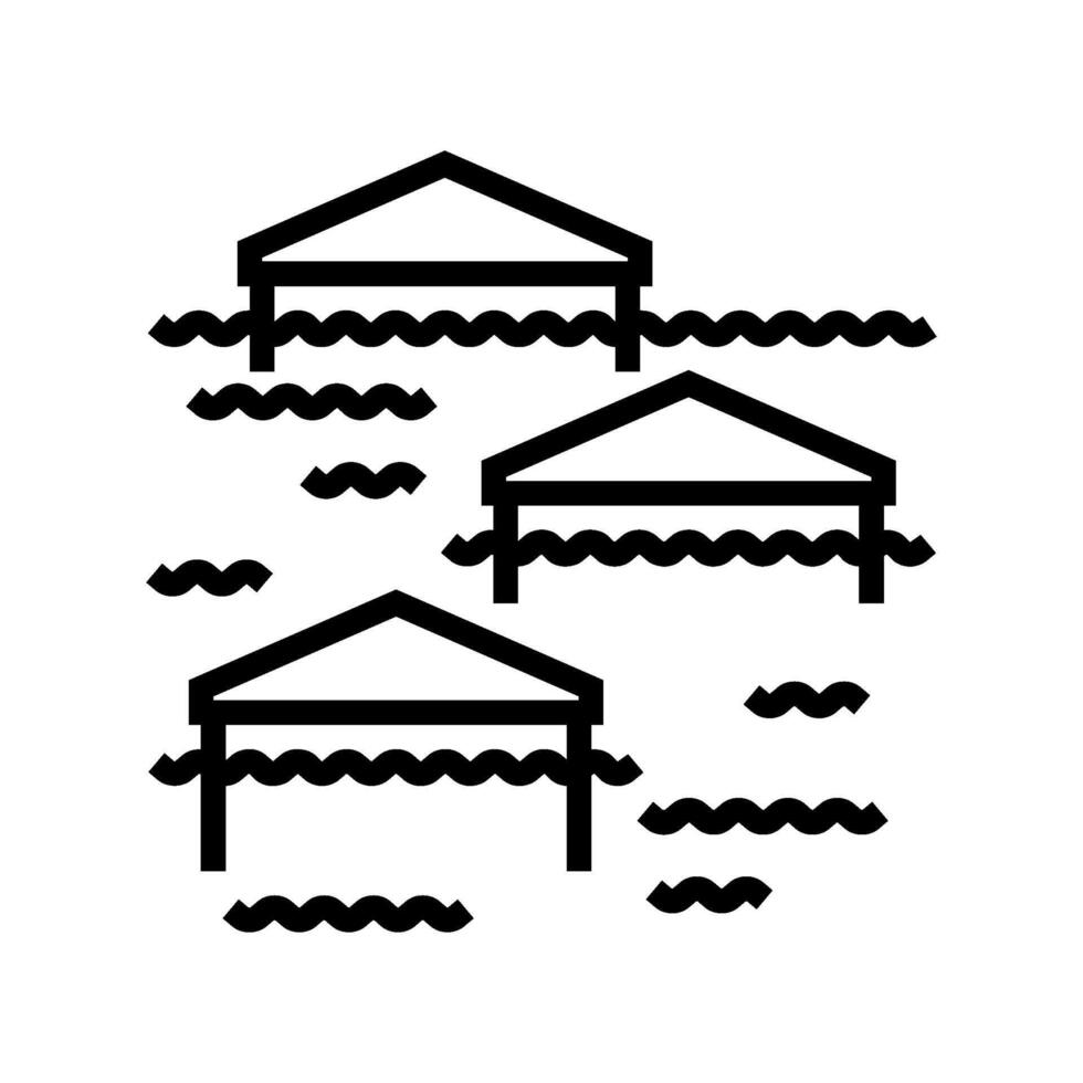 flood weather natural phenomena line icon illustration vector