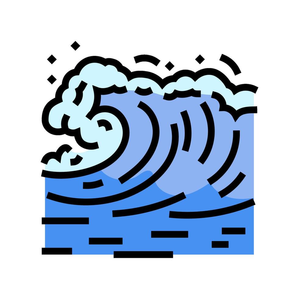 tsunami wave weather natural phenomena color icon illustration vector