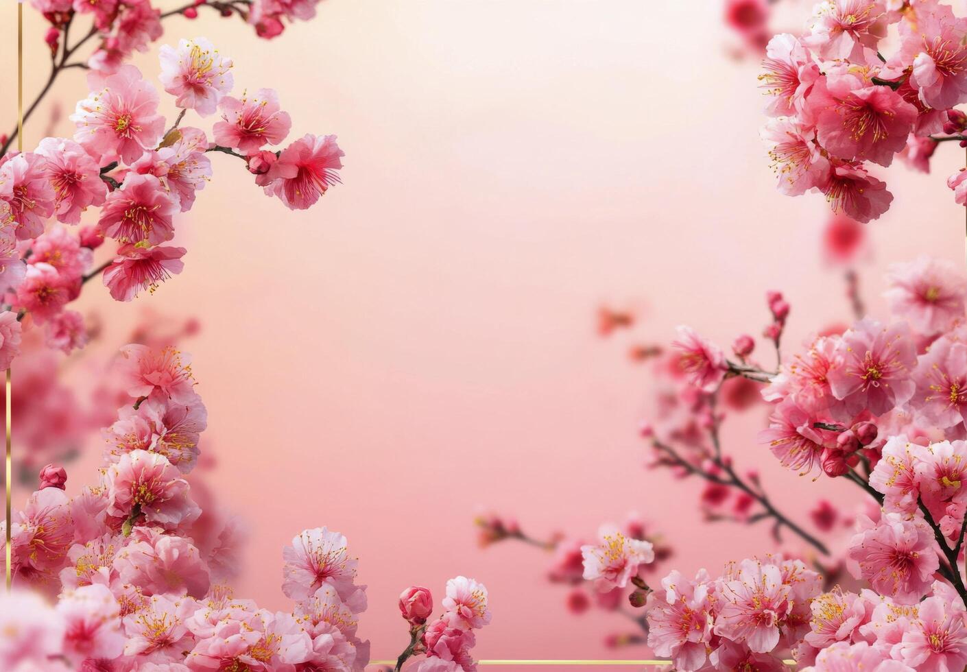 Delicate cherry blossoms framing a serene pastel background in springtime beauty photo