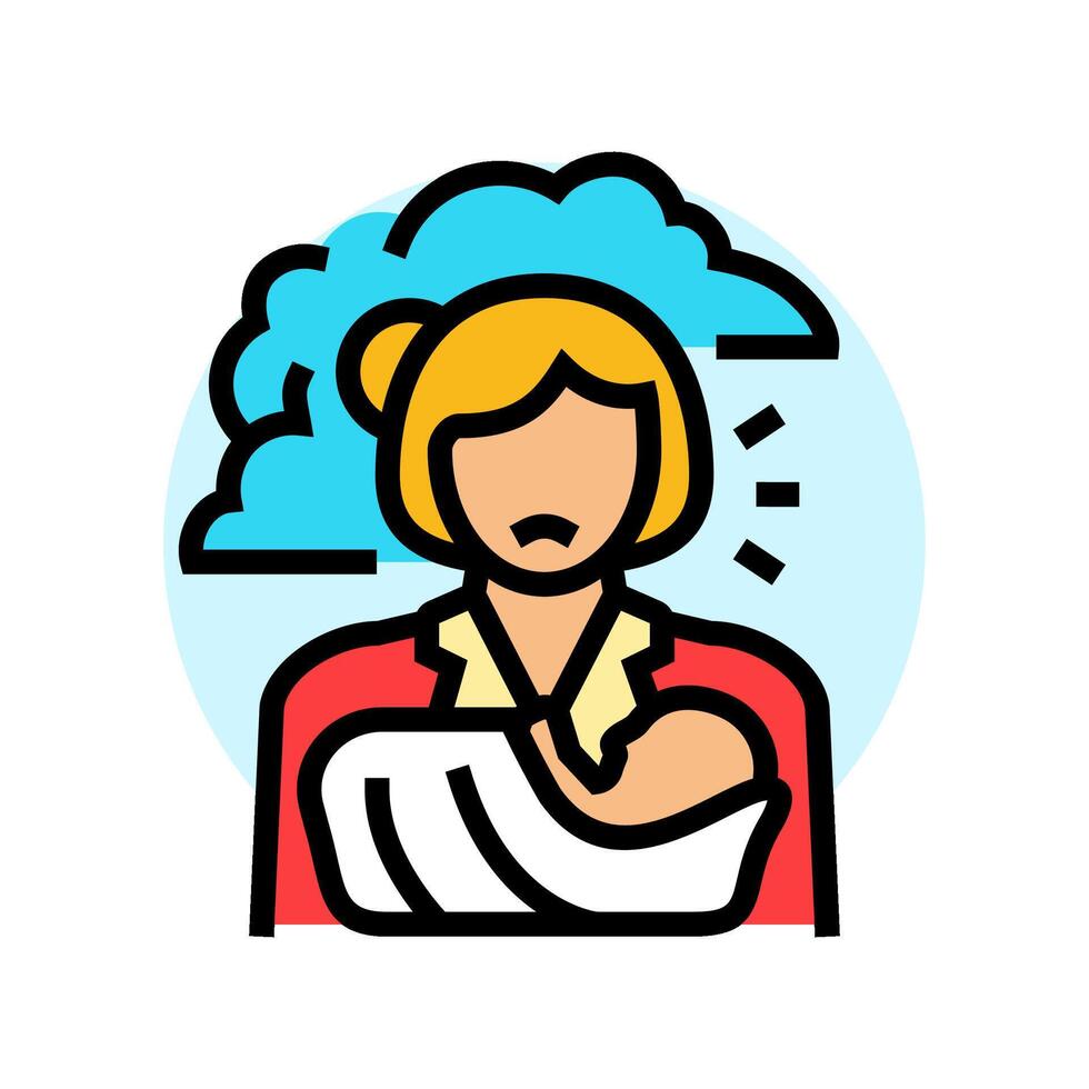 postpartum depression woman disease color icon illustration vector