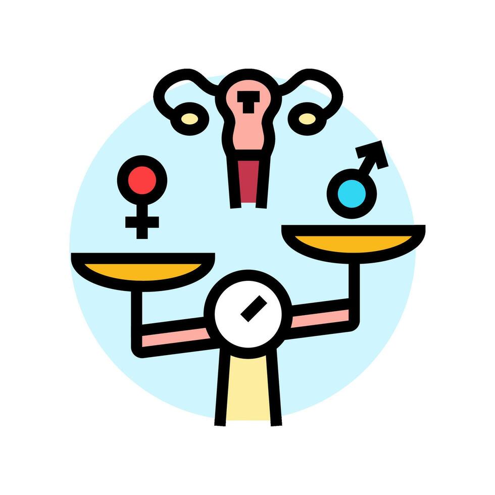 hormonal imbalance woman disease color icon illustration vector