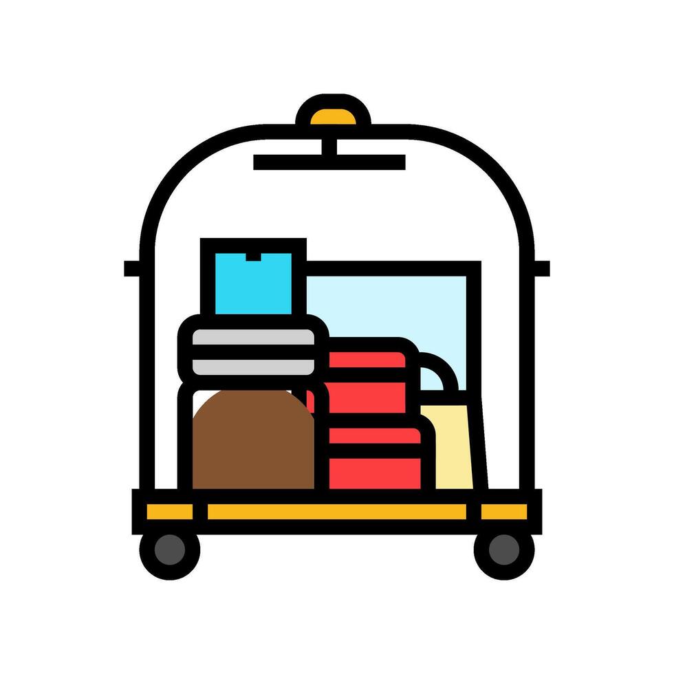 luggage cart hospitality hotel color icon illustration vector