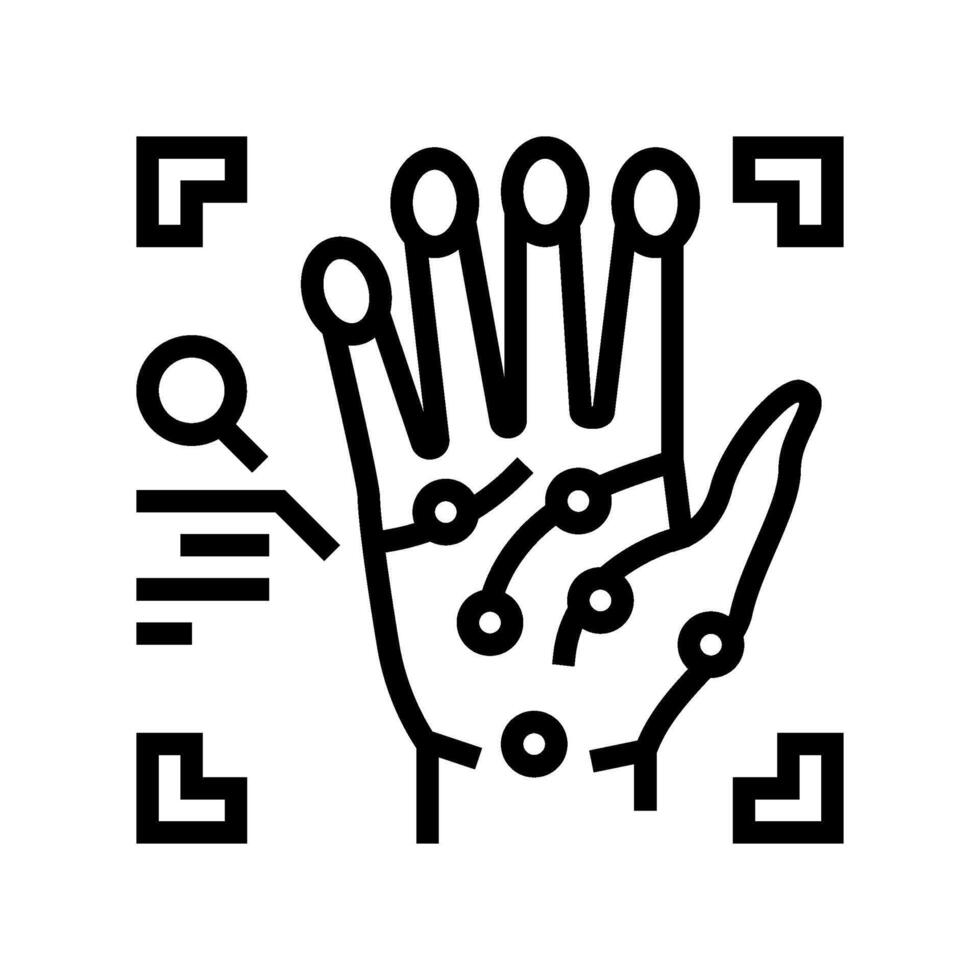 handprint recognition line icon illustration vector