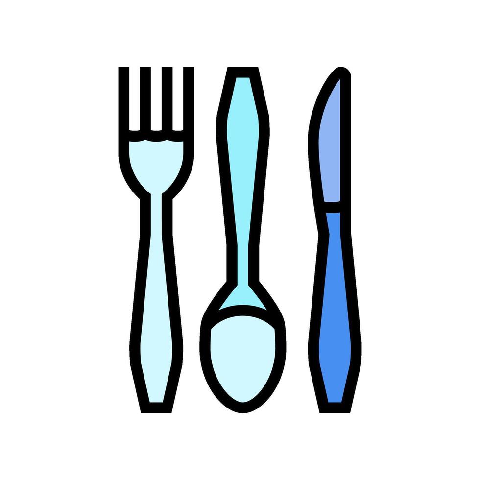 disposable cutlery plastic package color icon illustration vector
