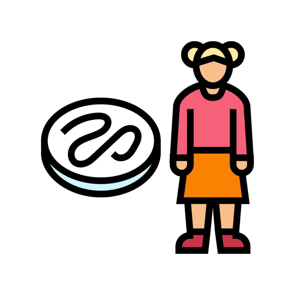 kid girl helminth worm color icon illustration vector
