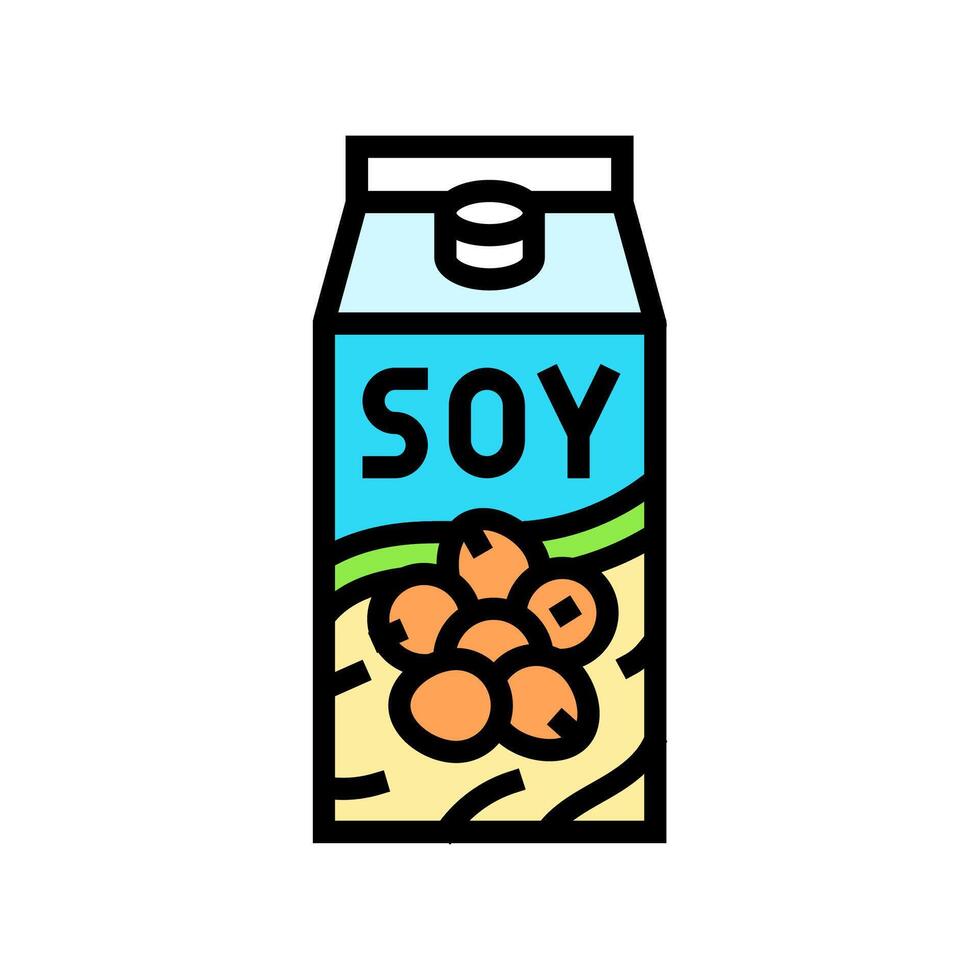 soy milk carton vegan food color icon illustration vector
