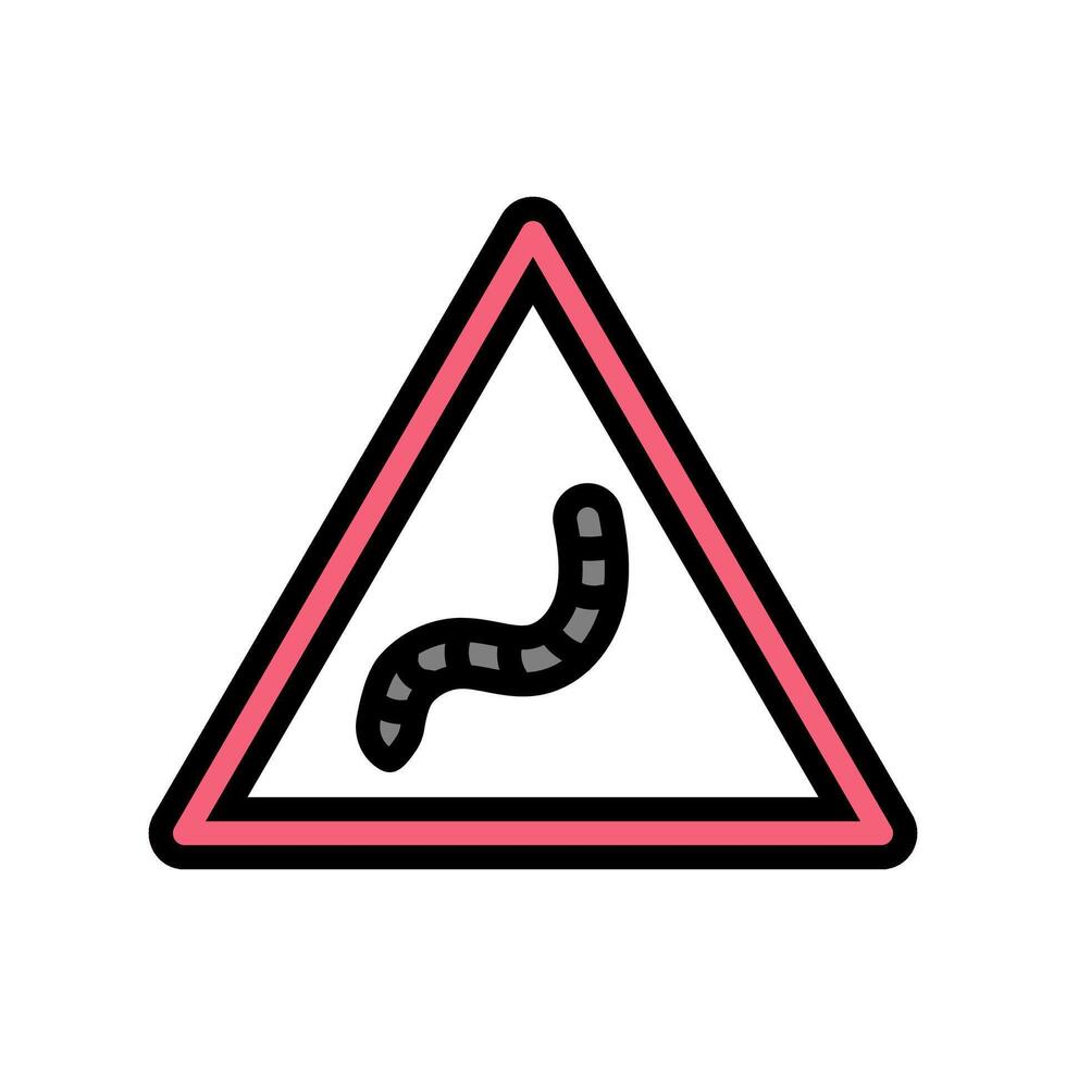 warning symbol worm parasite color icon illustration vector