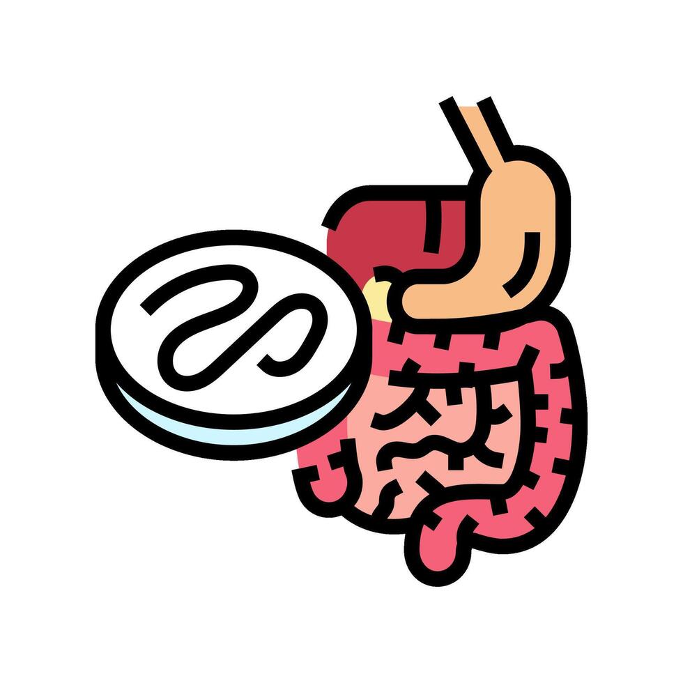 worm digestive system parasite color icon illustration vector