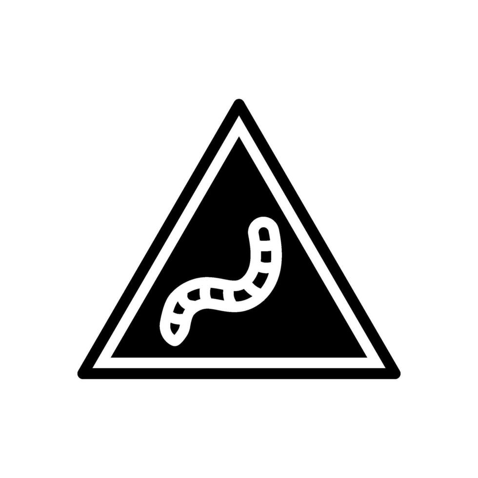warning symbol worm parasite glyph icon illustration vector
