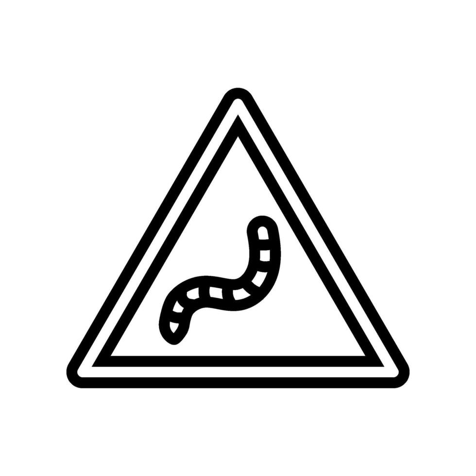 warning symbol worm parasite line icon illustration vector