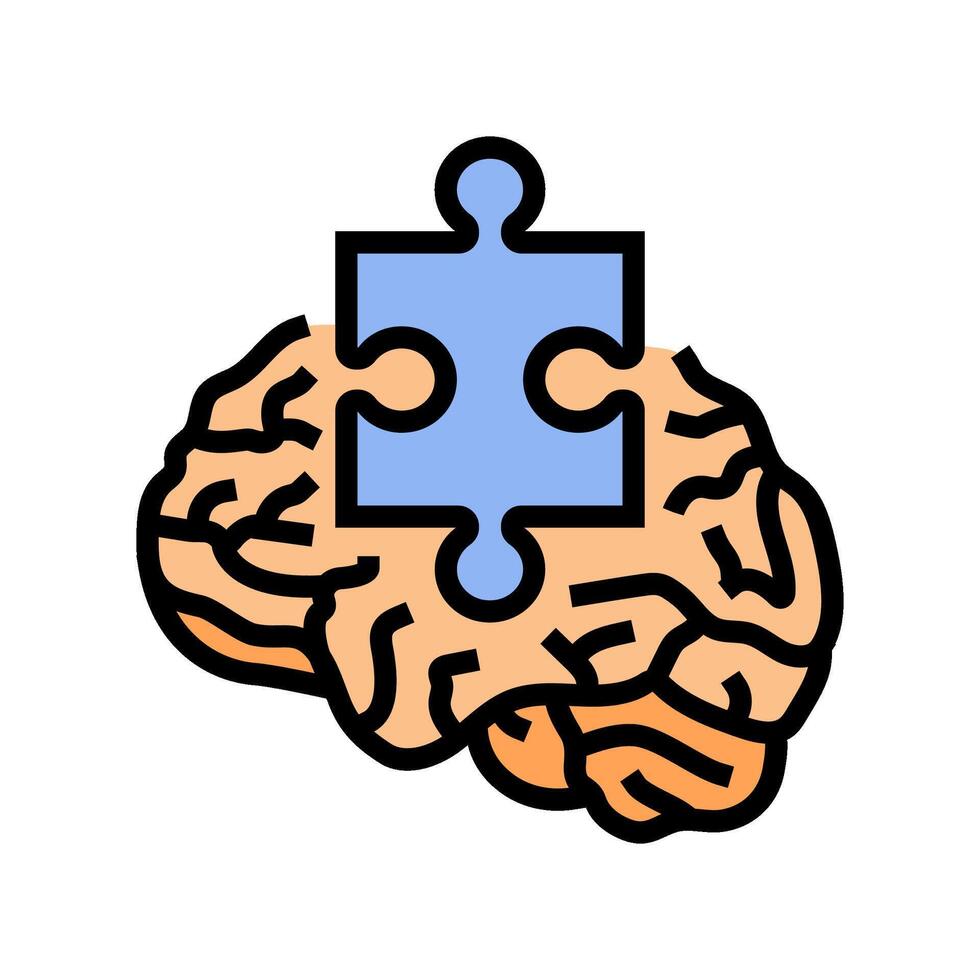 puzzle piece brainstorm color icon illustration vector