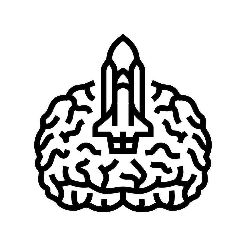 rocket brainstorm line icon illustration vector