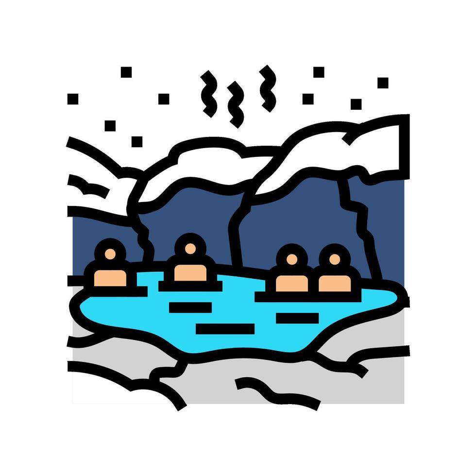 taking dip hot spring winter color icon illustration vector