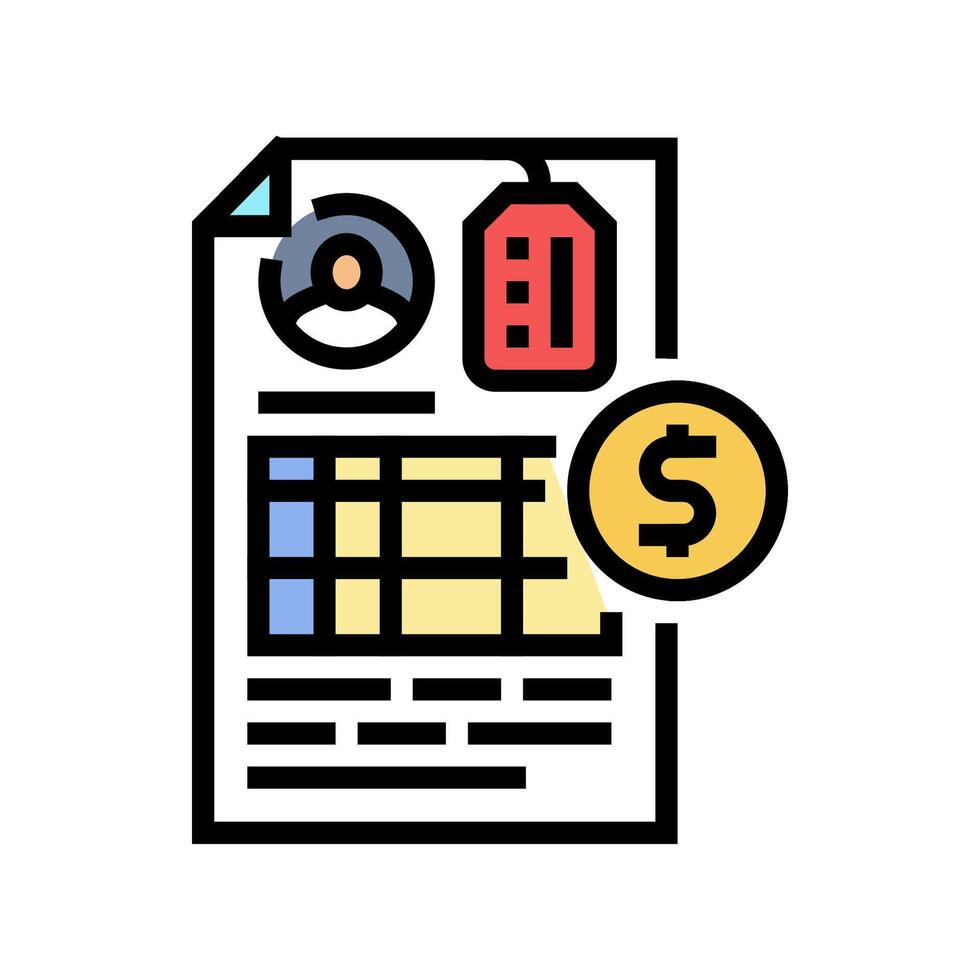 invoicing business process color icon illustration vector