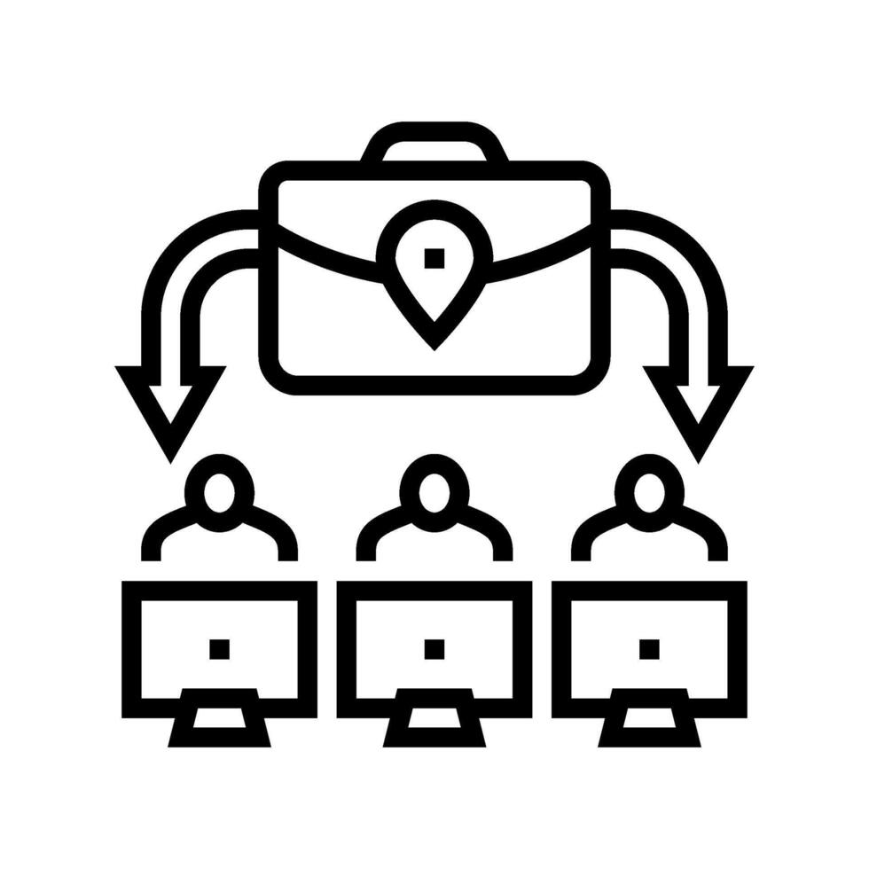 virtual teams modern business line icon illustration vector