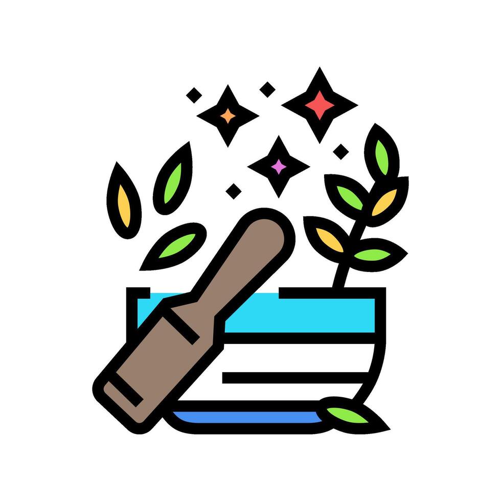 herbal medicine acupuncture color icon illustration vector