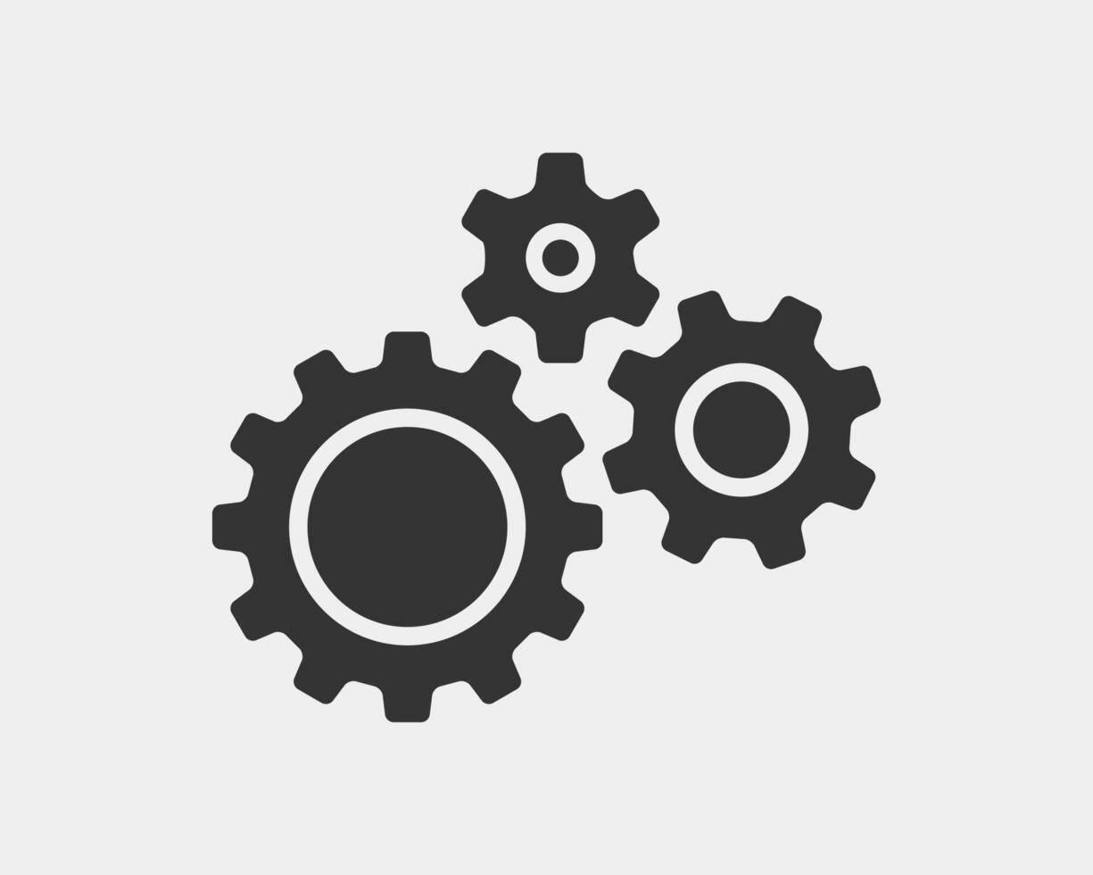 Metal gears and cogs . Gear icon flat design. Mechanism wheels logo. Cogwheel concept template. vector