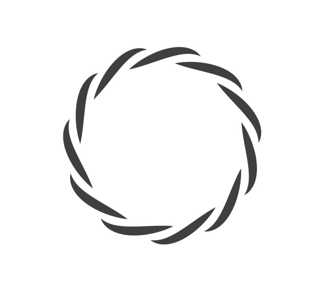 Round frame black and white ornament. Graphic border doodle. Ring curve link connection vector