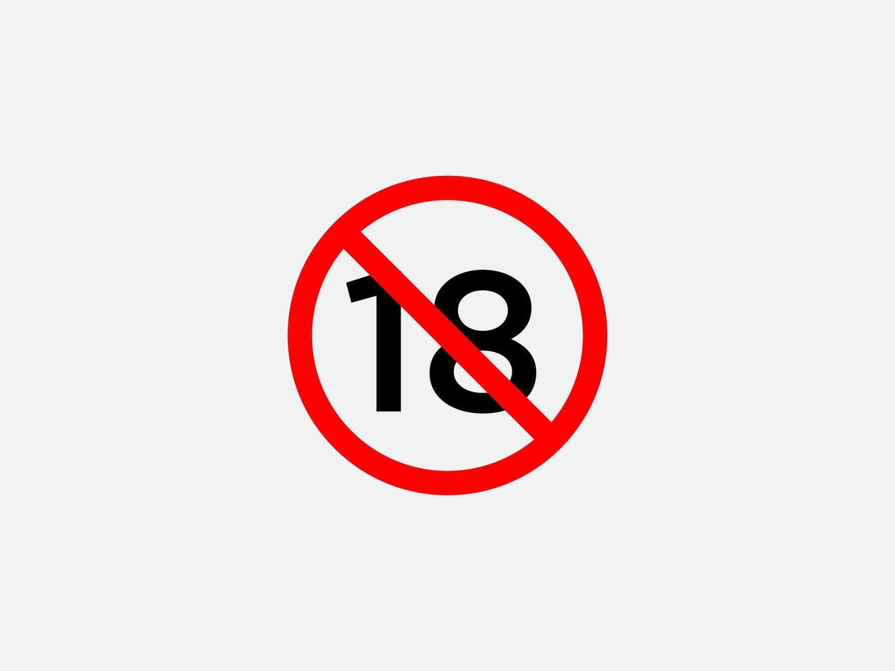 Plus 18 prohibition sign for people under eighteen years of age. For adults only. illustration. vector