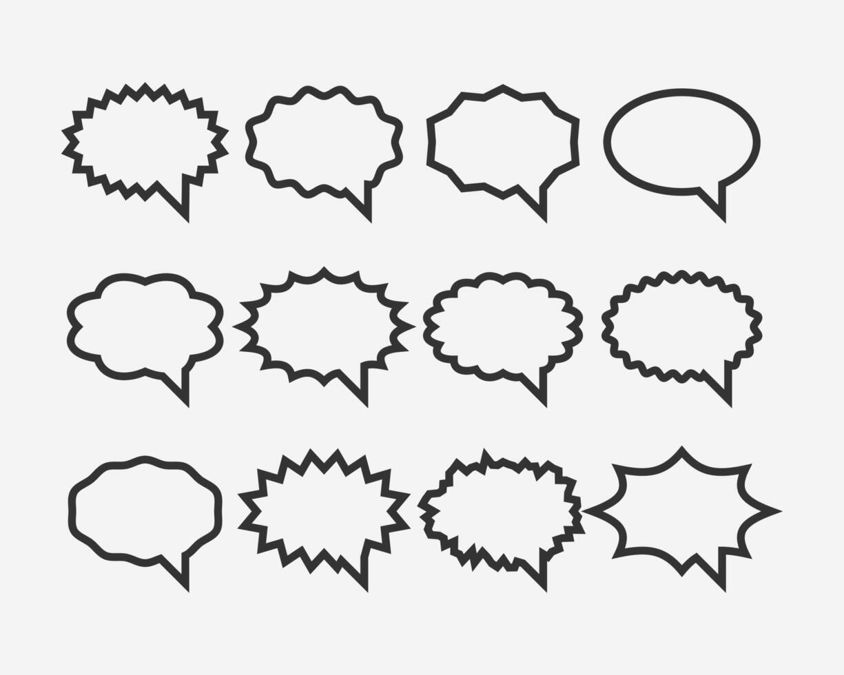 Set talk bubbles speech . Blank empty bubble icon design elements. Chat on line symbol template. Collection dialogue balloon stickers silhouette. vector