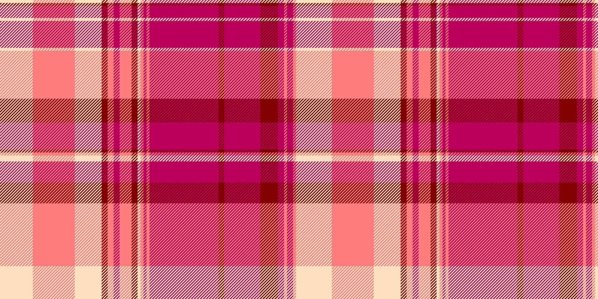 Asymmetric pattern check, flannel background textile fabric. Screen seamless plaid tartan texture in pink and red colors. vector