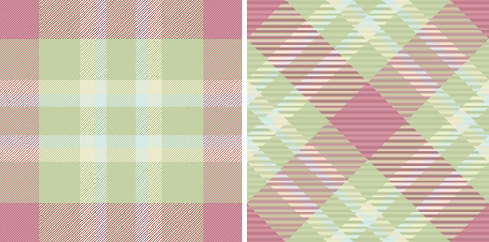 Pattern textile check of plaid seamless with a tartan fabric texture background. Set in pastel colors for stylish duvet cover designs. vector
