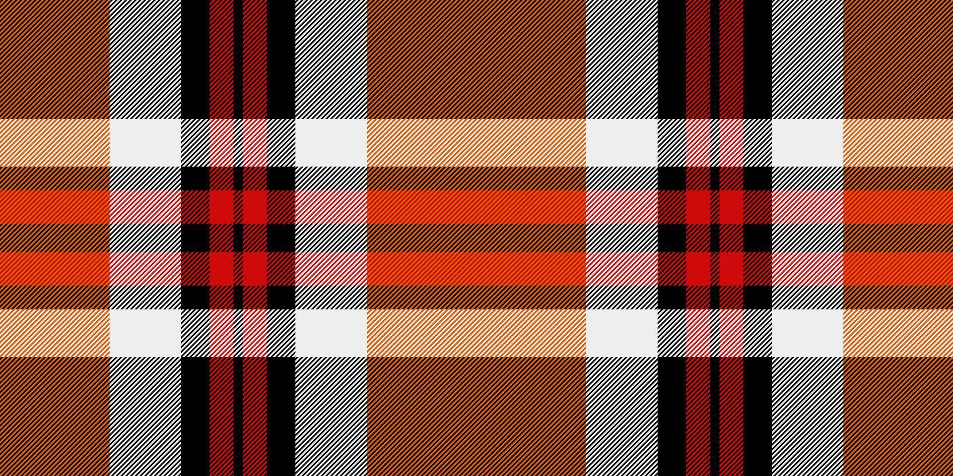 Stripe tartan seamless background, expressive fabric plaid pattern. Curve texture textile check in black and orange colors. vector