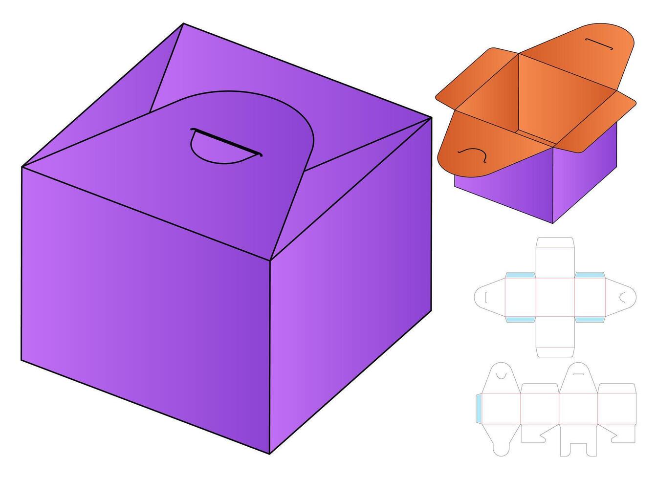 Box packaging die cut template design. 3d mock-up vector