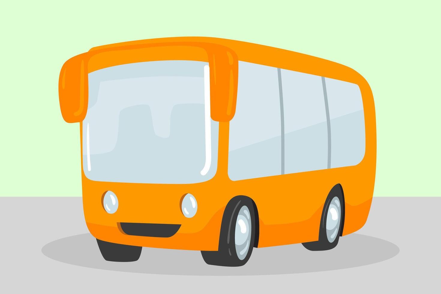Yellow school bus isolated. Cartoon style. illustration. vector