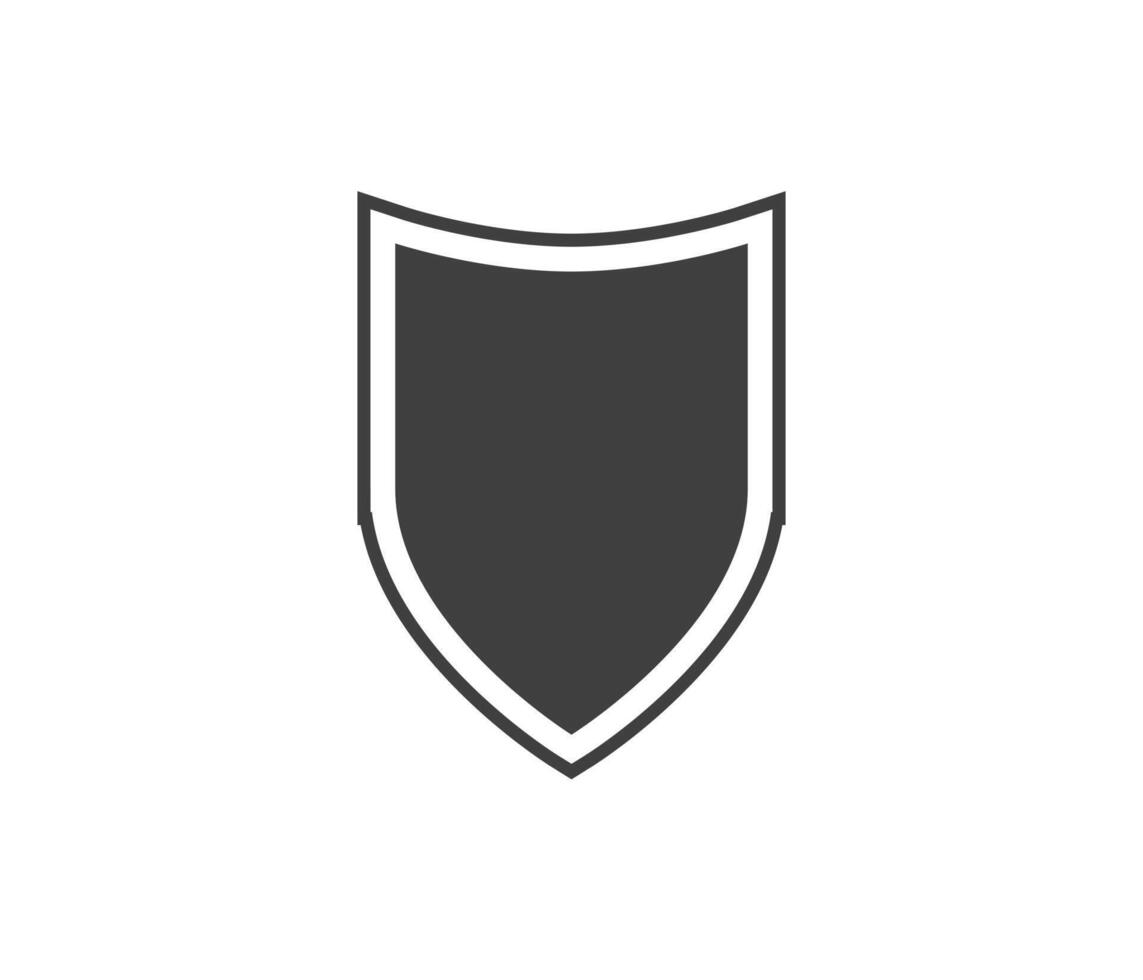 Shield black and white logo. Guarantee, insignia and guard symbol. Security icon vector