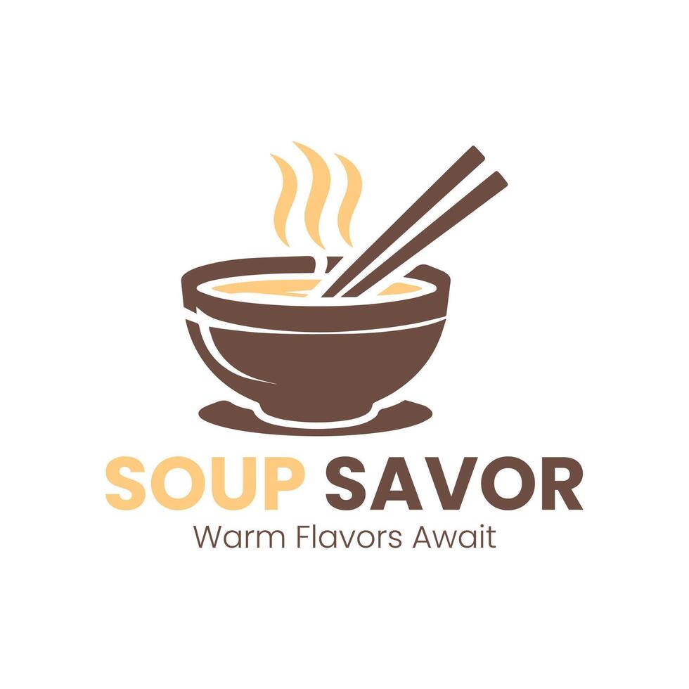 Soup savor warm flavors await logo design vector