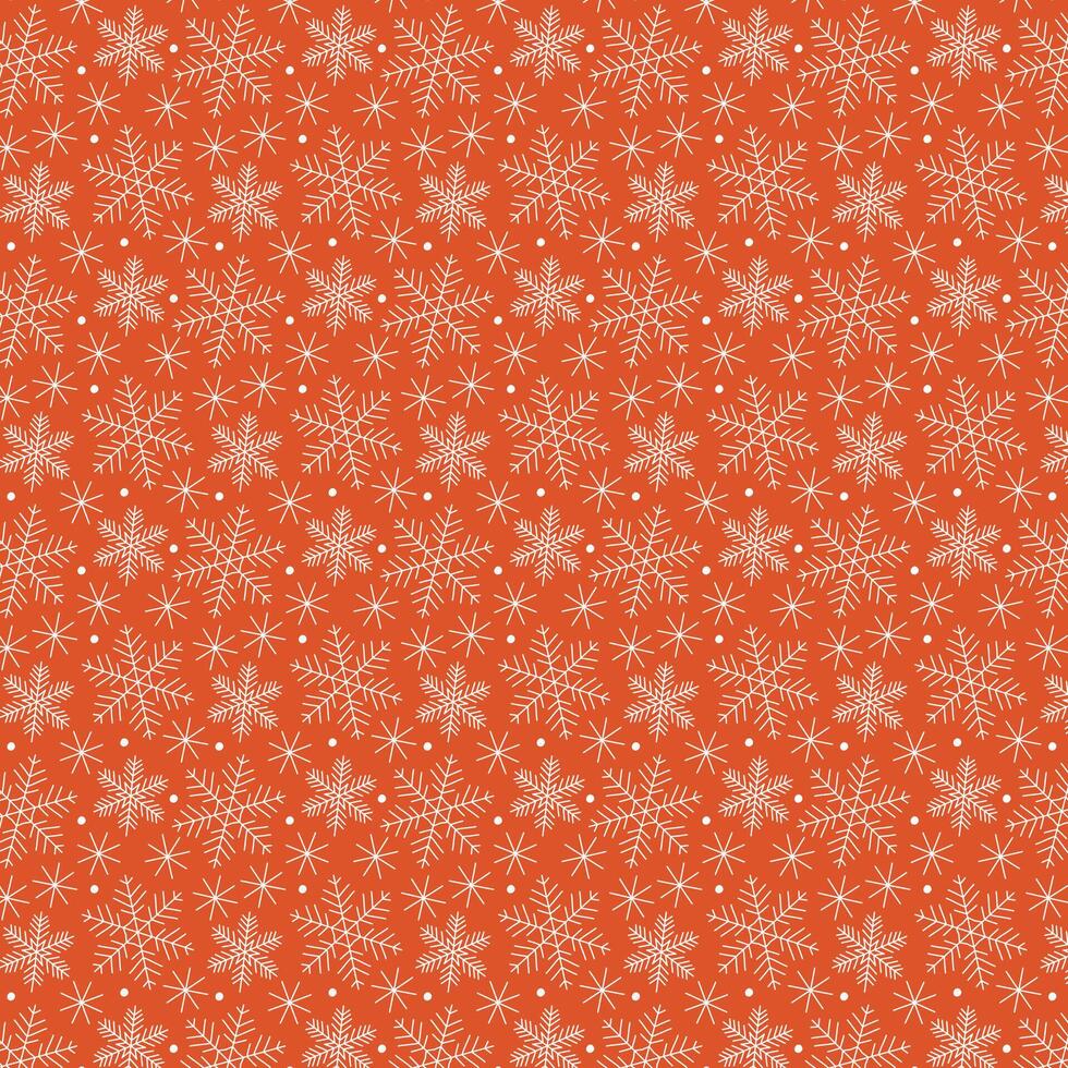 Christmas snowflakes seamless pattern. White snowflakes on red background. Beautiful modern winter holiday design. vector