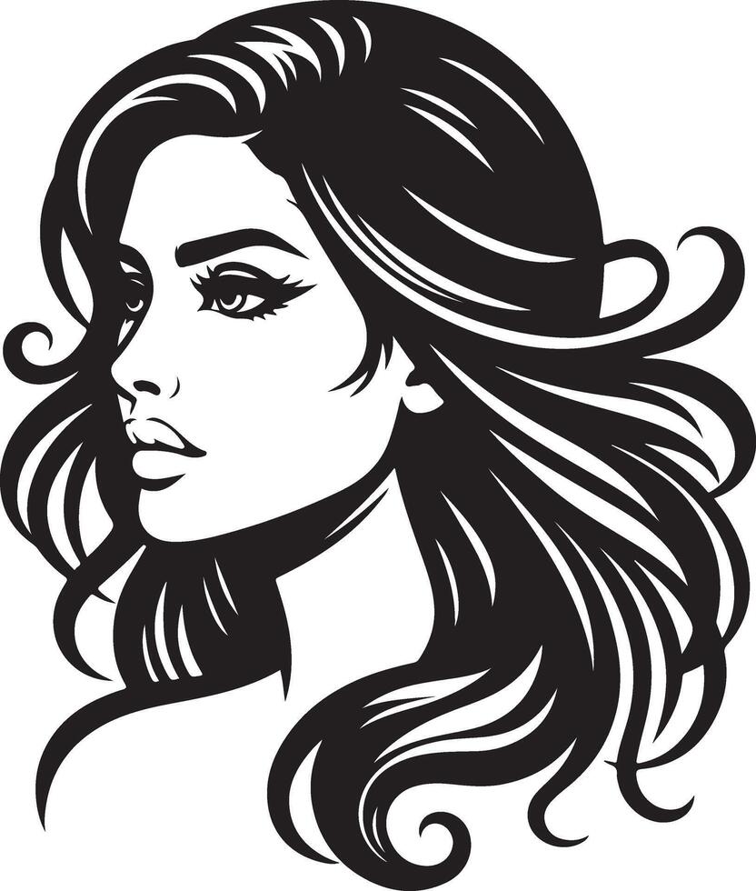 Clean and Minimalist Indian Woman Portrait, Simplified Line Art in Black and White vector