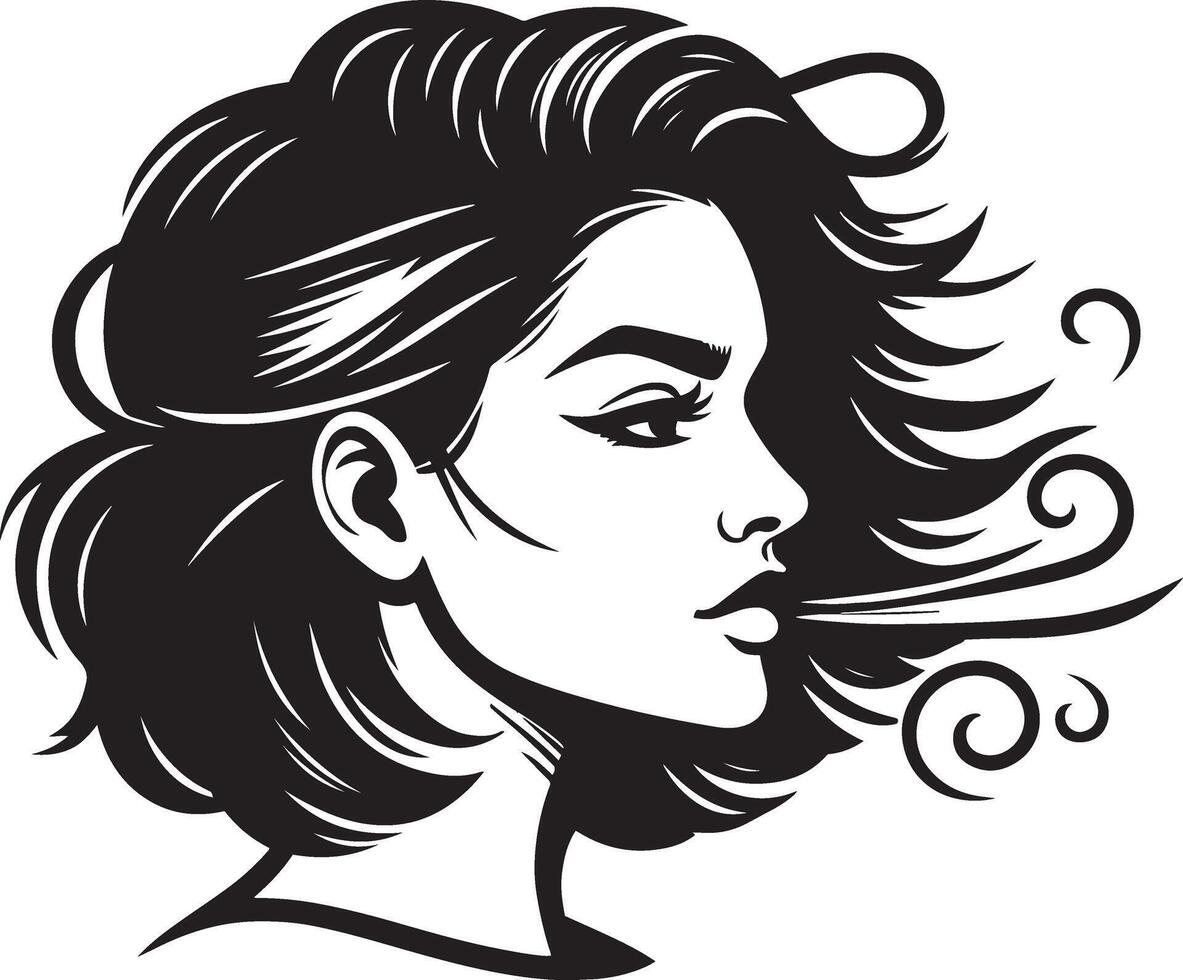 Minimalist Black and White Portrait of Indian Woman, Simplified Line Drawing Style vector