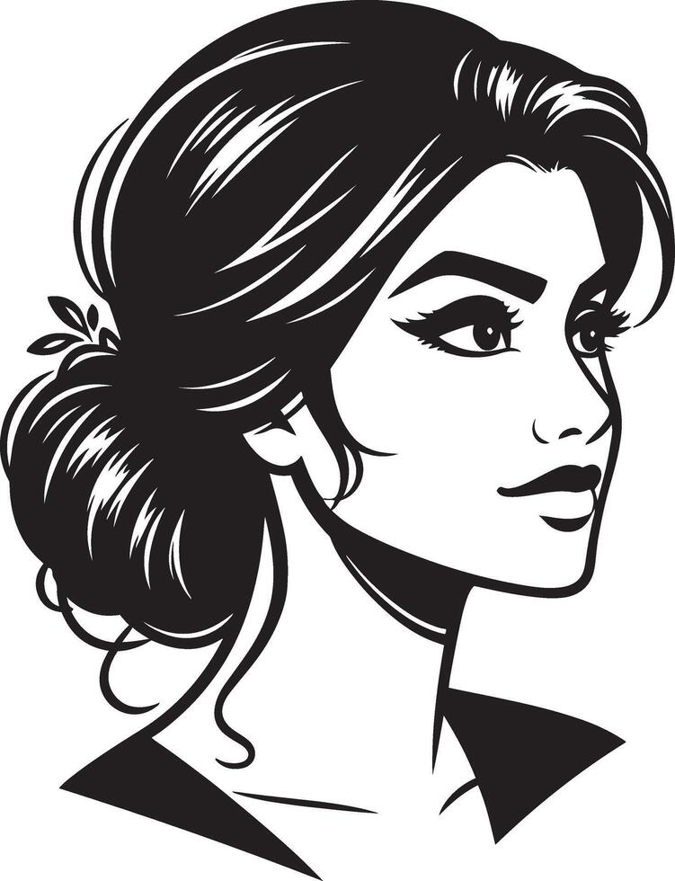 Minimalist Indian Woman Drawing, Clean Line Art in Elegant Black and White Design vector