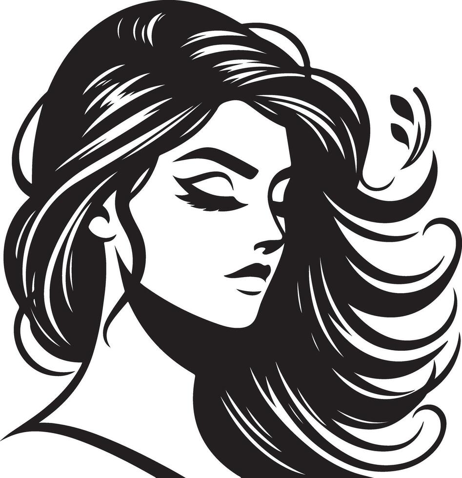 Monochrome Indian Woman Icon Drawing, Minimalist Line Portrait vector