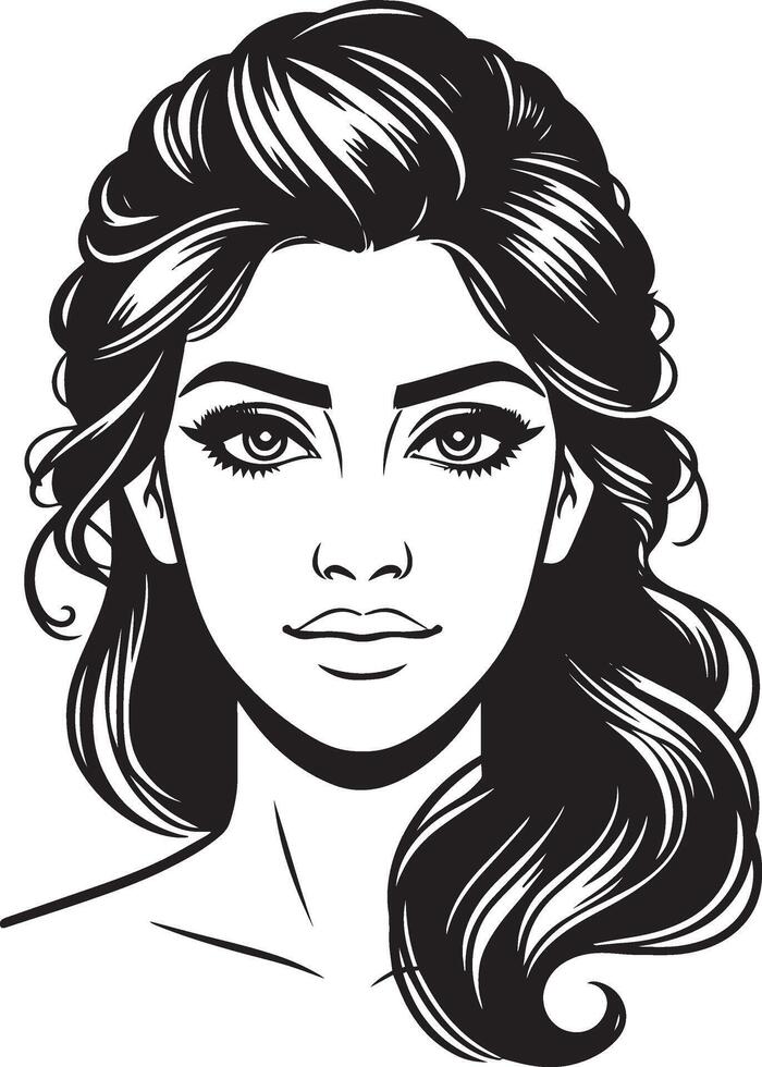 Stylized Indian Woman Portrait, Clean and Simple Line Art with Minimal Details vector