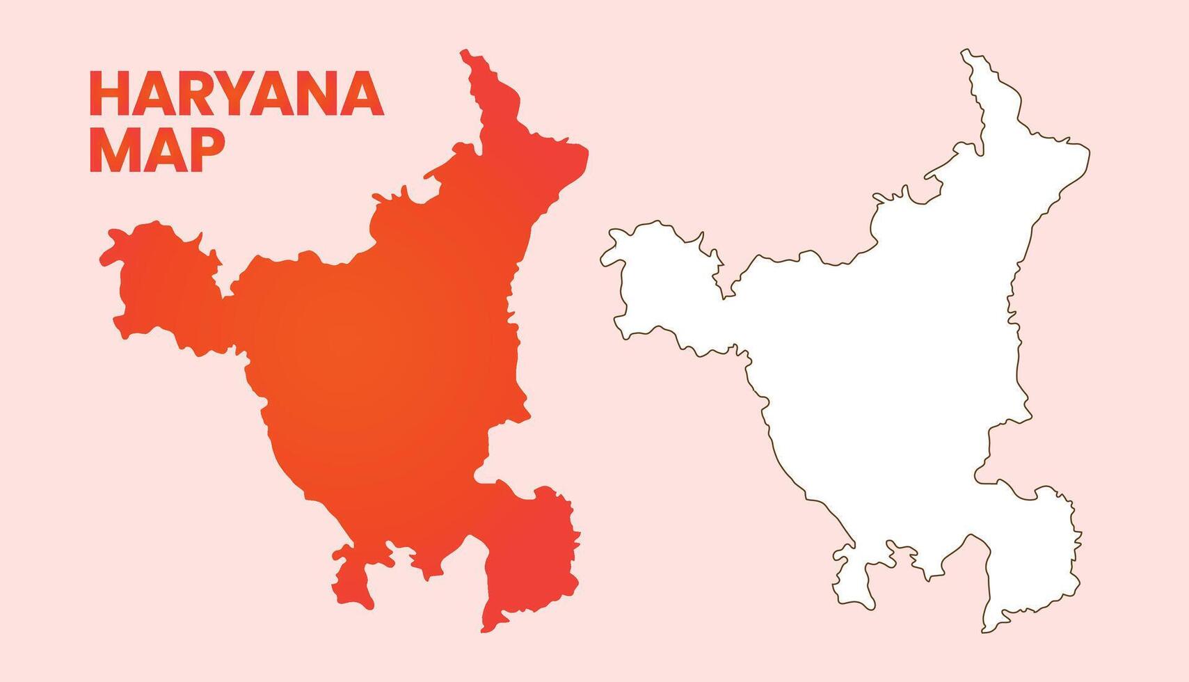Haryana State Map Outline in Red and White on Light Background Illustration Design vector