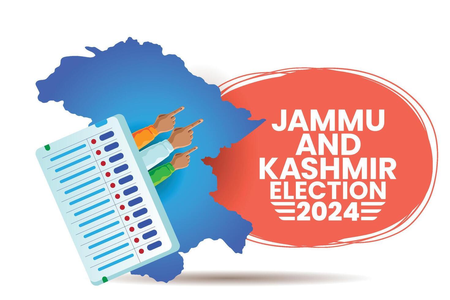 Jammu and Kashmir Election 2024 with Voting Ballot and State Map Illustration vector