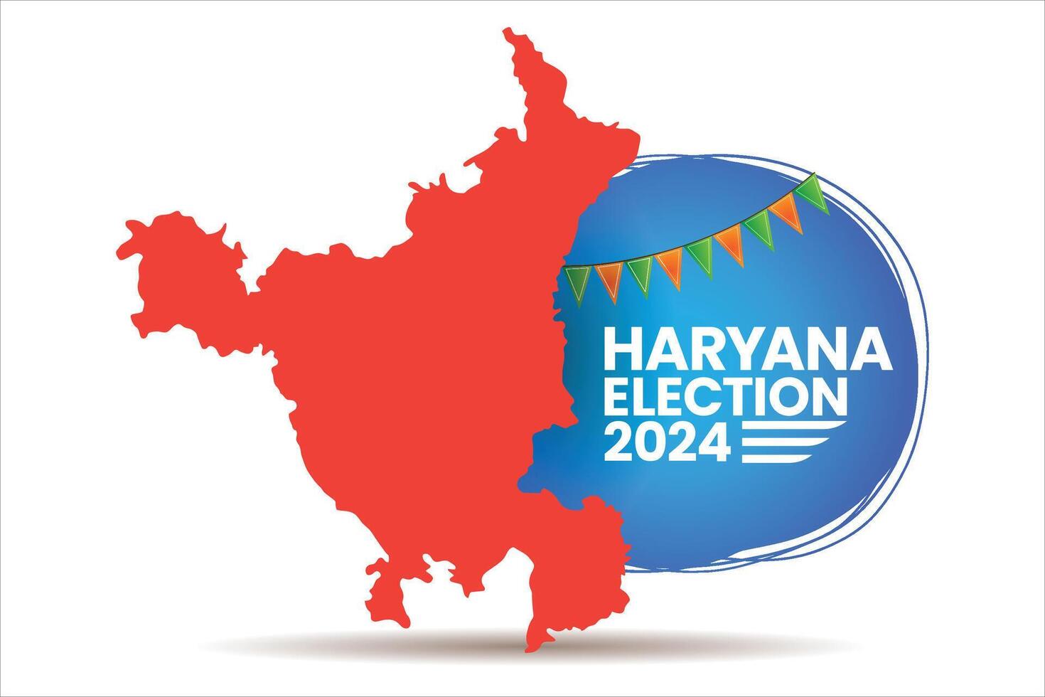 Haryana State Election 2024 Map Outline with Election Campaign Graphic Design vector