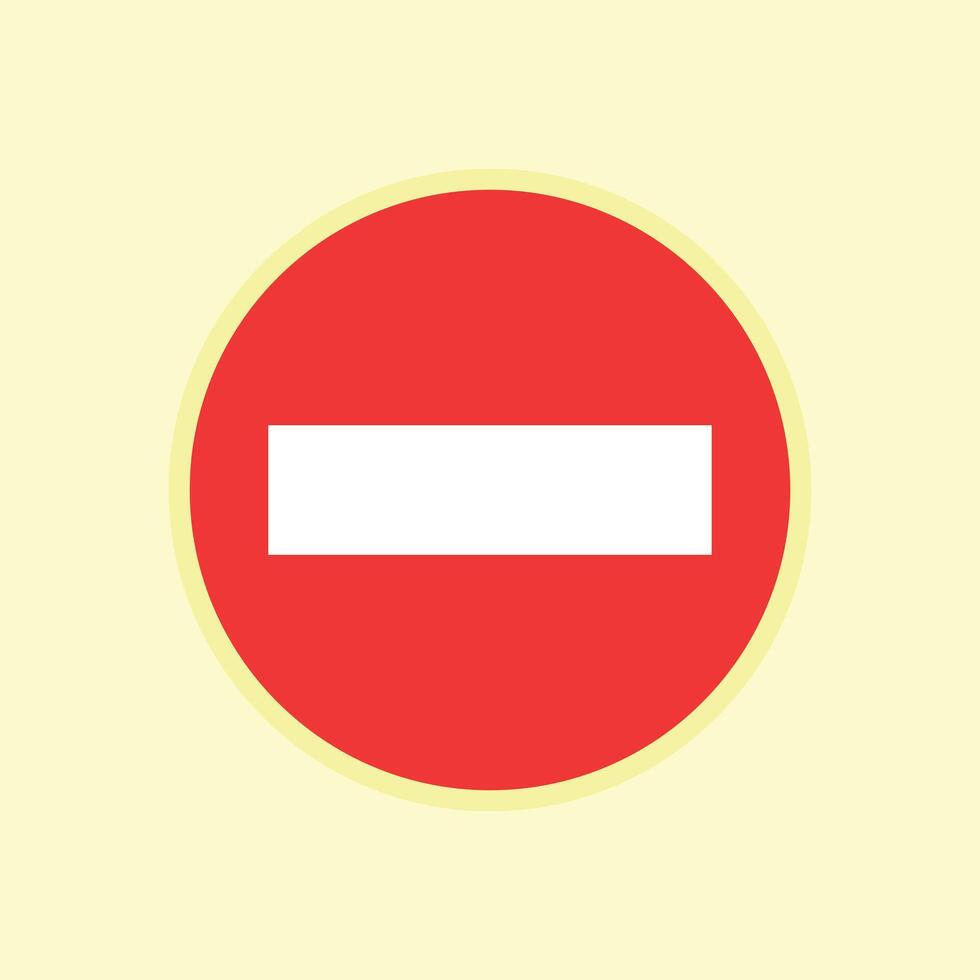 A red and white no entry sign on a yellow background vector