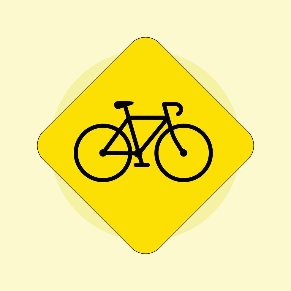 A yellow sign with a bicycle on it vector