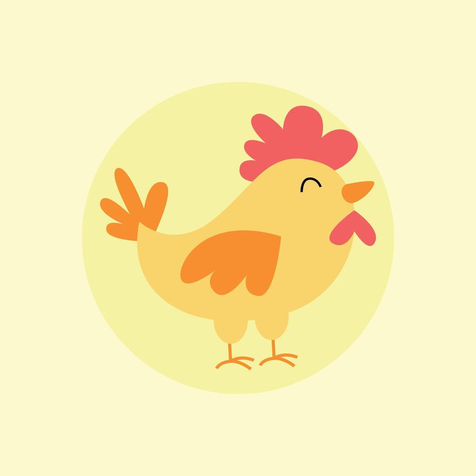 A cartoon chicken with a red head and pink feathers vector