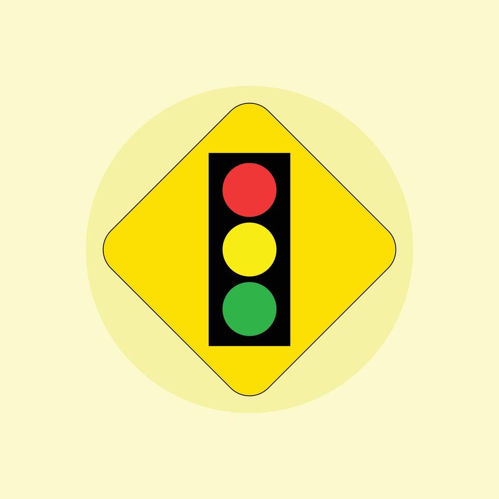 A traffic light is shown on a yellow background vector