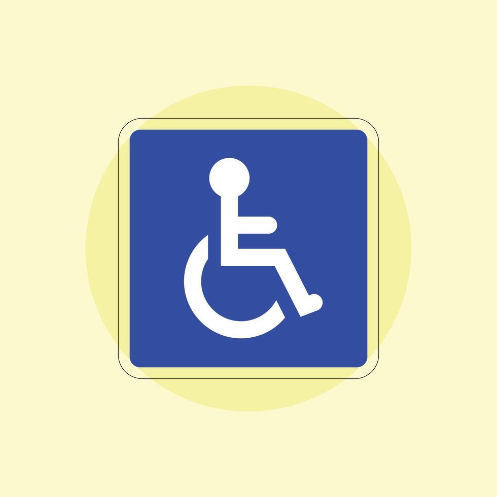 A blue and white handicapped sign on a yellow background vector
