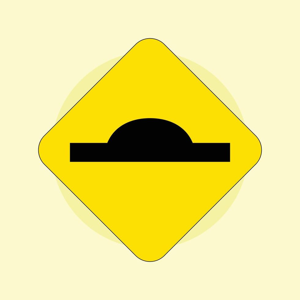 A yellow sign with a black object on it vector