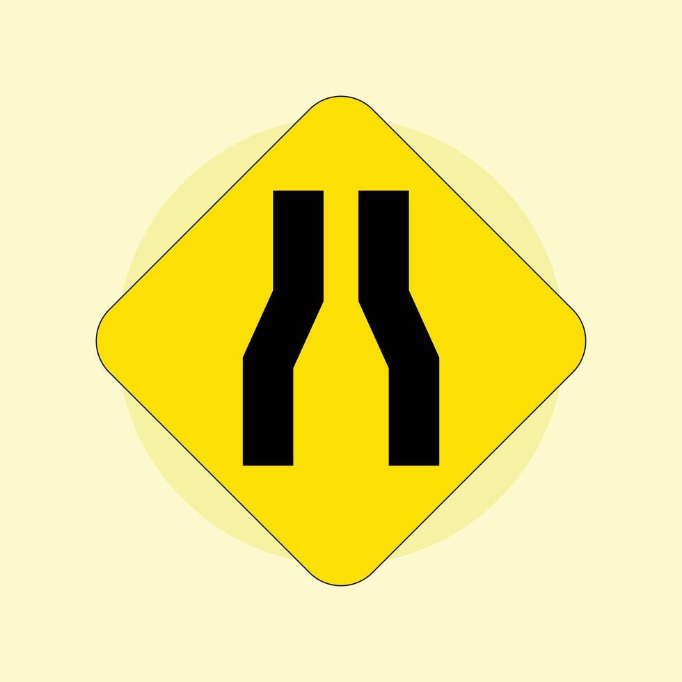 A yellow road sign with two black lines on it vector