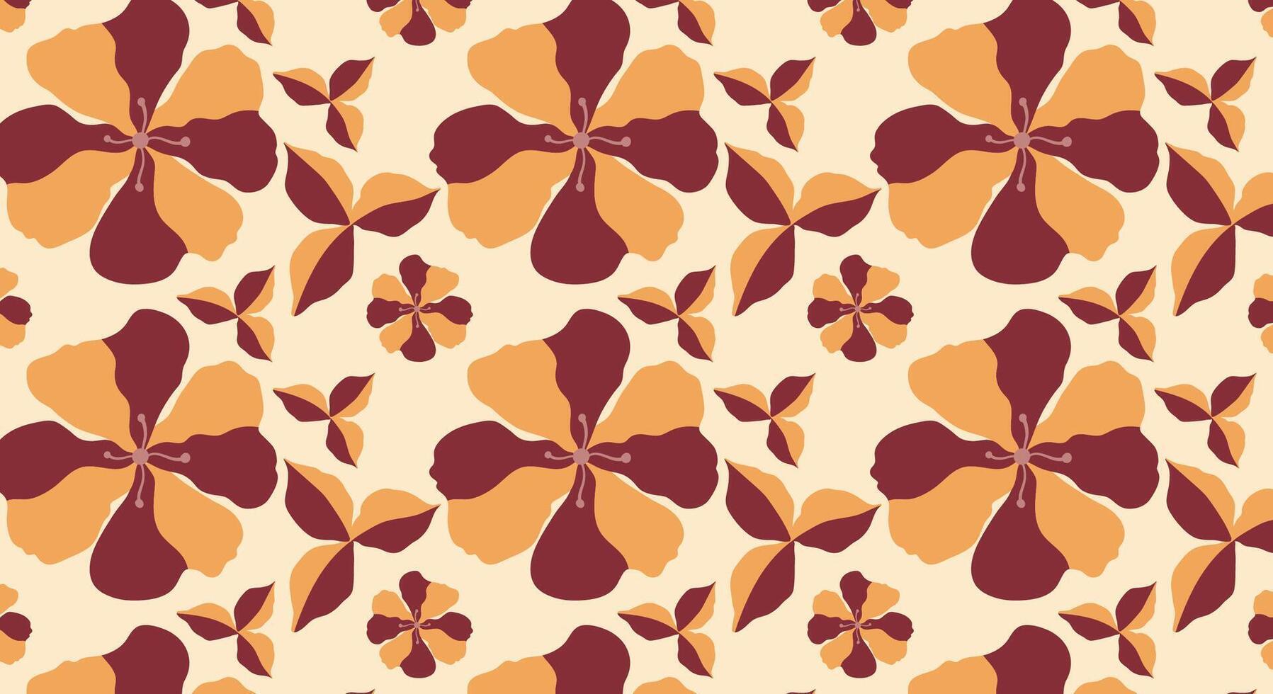 A pattern with brown and orange flowers vector