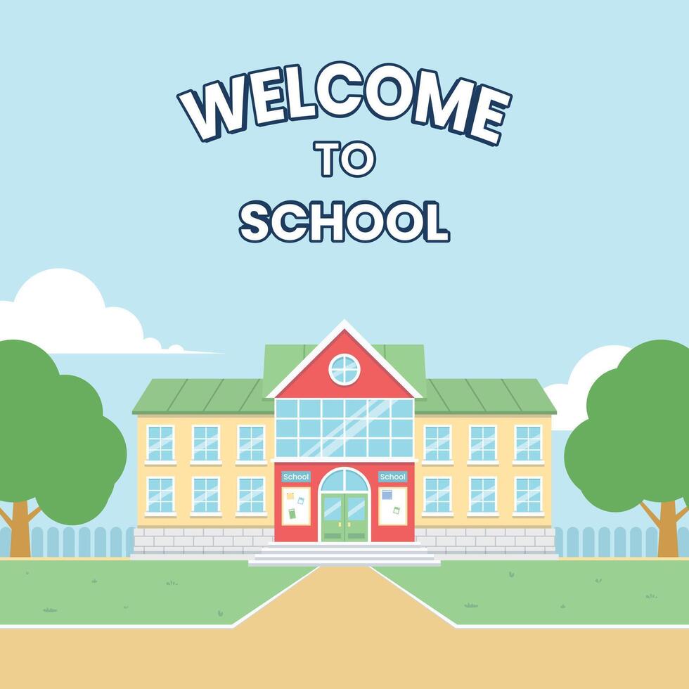 back to school poster design with school illustration vector