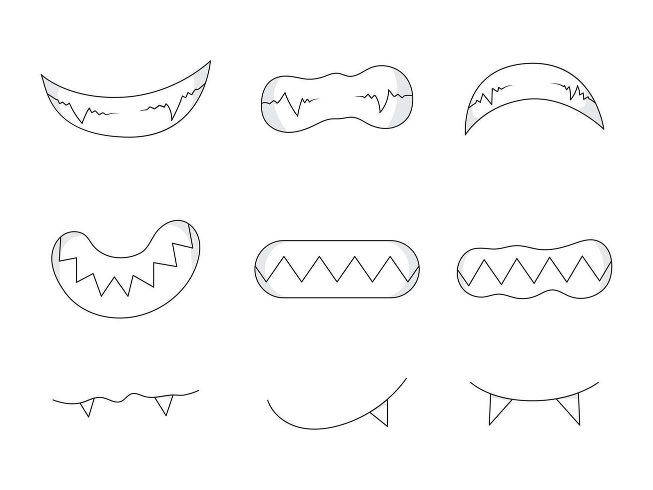 various kinds of mouths with fangs vector
